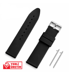 Saatse Siyah Silikon Saat Kordonu Akıllı Pimli Kayış 20-22mm