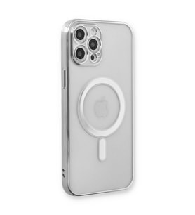 Apple İphone 12 Pro Kılıf Magneticsafe Lazer Silikon - Gümüş