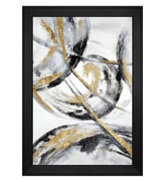 Soyut Şekiller Motifli Kanvas Tablo 80 x 110 cm Siyah Çerçeve