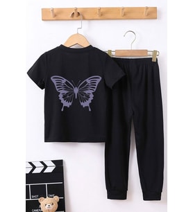 Çocuk Butterfly Alt - Üst Eşofman Takımı (Siyah)