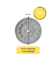Dekoratif Polimer 40 cm Avize Göbeği (Beyaz - Altın Rengi)
