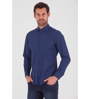 Hatemoğlu Desenli Slim Fit Lacivert Gömlek