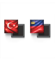 Buzdolap Magnetleri - Lihtenştayn Bayrağı ve Türk Bayrağı - 2'li Set Magneti