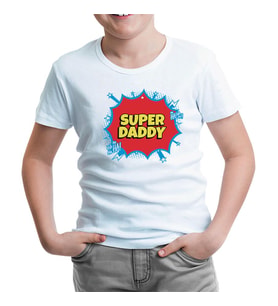 Super Daddy Hahaha Logo Beyaz Çocuk Tshirt