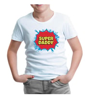 Super Daddy Hahaha Logo Beyaz Çocuk Tshirt