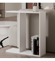 Lotus Modern Yan Sehpa – Kitaplıklı ve Dekoratif Tasarım (Beyaz)