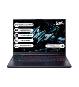 Acer Predator Helios Neo 16 NH.QVUEY.001 Core Ultra 9 275HX 32GB 1tb SSD RTX5060-8GB 16" Wqxga 240Hz Dos Taşınabilir Bilgisayar