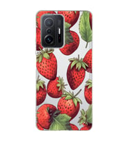 Redmi Mi 11T/Mi 11T Pro Uyumlu Çilek Desenli Şeffaf Telefon Kılıfı