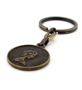 İngiliz Sikke Şeklinde İngiltere Kraliçe Elizabeth Bronz Metal Anahtarlık KC233