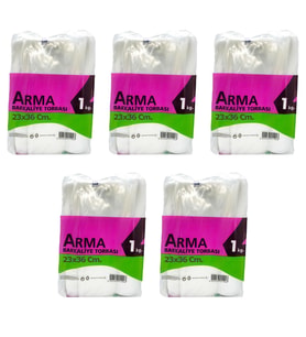 Naksan Arma Şeffaf Naylon 2 lik 23x36 Cm. Bakkaliye Poşeti Torbası - 1 Kg. - Ort. 190 Adet - 5 Paket (Beyaz)