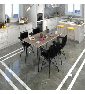 Knsz masa sandalye takımı hem75mazlum crdsyh 130*070 klçsm 4 sandalye syhsyh kolçaklı sırt minderli
