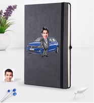 BK Gift Kişiye Özel Plakalı Erkek Volkswagen Polo Karikatürlü Siyah Termo Deri Defter 16x24cm Model 1