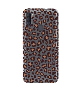 Samsung Galaxy M21 Uyumlu Leopar Desenli Şeffaf Telefon Kılıfı