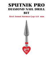 Elmas Sivri Armut Freze Kırmızı Çap 4,0mm