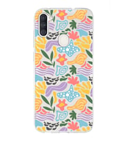 Samsung Galaxy A11 ile Uyumlu 1mm Kapak Memphis Desen Tasarımlı Şeffaf Silikon Kılıf