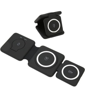 3'lü Kablosuz Şarj Standı iPhone Apple Watch AirPods Android Uyumlu Telefon Hızlı Şarj Katlanabilir