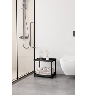 Siyah 2 Katlı 33X40 Ekstra Geniş Düzenleyici Mutfak Banyo Rafı Sehpa