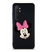 Xiaomi Mi Note 10 Lite Soft Premier Kapak Minnie Mouse-C Tasarımlı Silikon Kılıf - Siyah (Şeffaf)