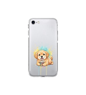 iPhone 7 ile Uyumlu Splash Köpek Tasarımlı Şeffaf Silikon Kılıf