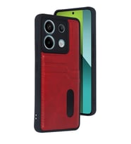 Redmi Note 13 4G Kılıf Sara Kartvizitli Deri Kılıf - Kırmızı
