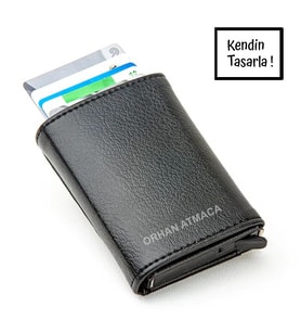 Kendin Tasarla Mekanizmalı Deri Cüzdan (Siyah)