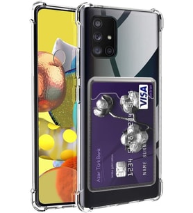 Teknomoda Samsung Galaxy A51 Kılıf Kartlıklı Anti Şok Korumalı Şeffaf Silikon Şeffaf Açık