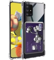 Teknomoda Samsung Galaxy A51 Kılıf Kartlıklı Anti Şok Korumalı Şeffaf Silikon Şeffaf Açık