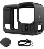GoPro 13 uyumlu Silikon Koruma Kılıfı Bileklikli soft case Black Siyah