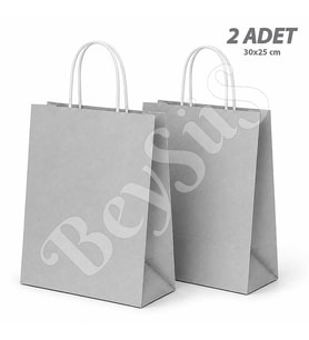 30x25 cm Hediyelik Kağıt Çanta Gri 2 Adet