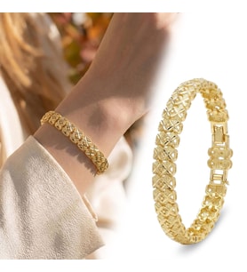 Premium Şık ve Parlak Infinity 24K Gold Kaplama 8 mm Kadın Bijuteri Bileklik 3183KBV5D8 - (~18cm)