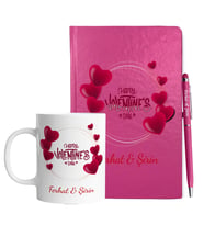 Sevgililer Gününe Özel Pembe Defter Kalem & Kupa Hediye Seti 21