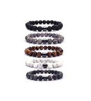 5 Adet Doğal Taş Bileklik  3 Jade, 1 Kaplan Gözü, 1 Lav > Handmade