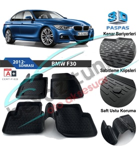 Bmw F30 Havuzlu 3D Paspas Niken Siyah 2012-2018