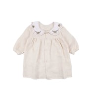 Kız Bebek Bej Nakışlı Yakalı Müslin Elbise