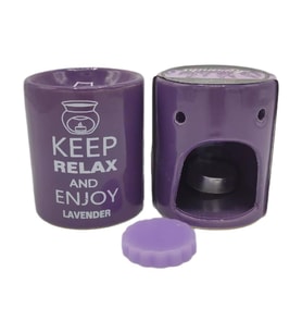 Keep Relax And Enjoy Lavander Seramik Buhurdanlık ve Wax Mum (Karışık)