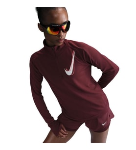 Swoosh Dri-FIT Çeyrek Fermuarlı Bordo Kadın Antreman Üstü