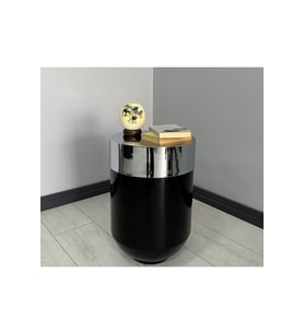 Dekoratif Krom Darbuka Parlak Siyah Sehpa 60cm