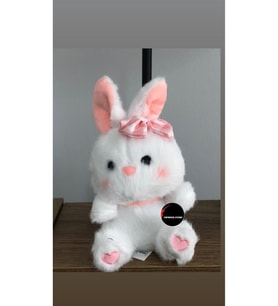 Sevimli Tavşan Peluş Oyuncak Kurdelalı Kalpli Hediyelik Uyku Arkadaşı 15 Cm (Çok Renkli)