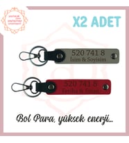Kül Gri-Kırmızı, Size Özel Tasarım, Sevdiklerinize Hediye 520 741 8 Enerji Kodlu 2'li Anahtarlık Set (Çok Renkli)