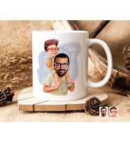 BK Gift Kişiye Özel Karikatürlü Baba Oğul Tasarımlı Beyaz Kupa Bardak-20, Aileye Hediye , Karikatürlü Kupa Bardak