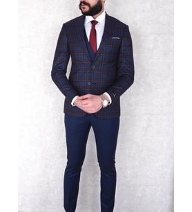 Jan Carlucci Yünlü Slimfit Yelekli Drop 6 Takım