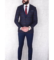 Jan Carlucci Yünlü Slimfit Yelekli Drop 6 Takım (Lacivert)
