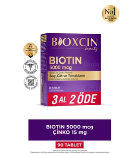 Bioxcin Bioxcin Biotin 5000 Mcg 90 Tablet – Biotin + Çinko 15 mg – Saç ve Tırnak Vitamini