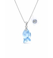 925 Ayar Swarovski Taşlı Marea Mavi Balık 18 mm Crystal Kadın Gümüş Kolye