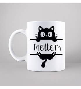 Kedi Tasarımlı Kupa Kişiye Özel