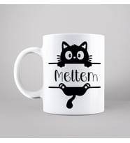Kedi Tasarımlı Kupa Kişiye Özel