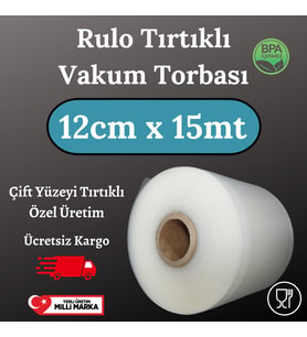 Rulo Tırtıklı Vakum Torbası-Poşeti - 12 Santim X 15 Metre