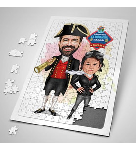 Kaşif Baba ve Kızı Karikatürlü Puzzle