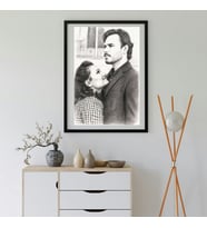 Sevgiliye Hediye Fotoğraftan Karakalem Resim Baskılı Yapışkanlı Çerçeve