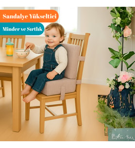 Yatella Bebekler ve Çocuklar İçin Sandalye Yükseltici Mama Sandalyesi Minderi Bej